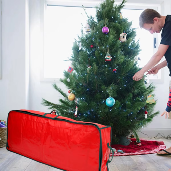 Christmas Gift Wrap Storage Bag Waterproof Underbed Storage Organizer with Reinforced Handles Xmas Wrapping Paper Storage Box - Image 3