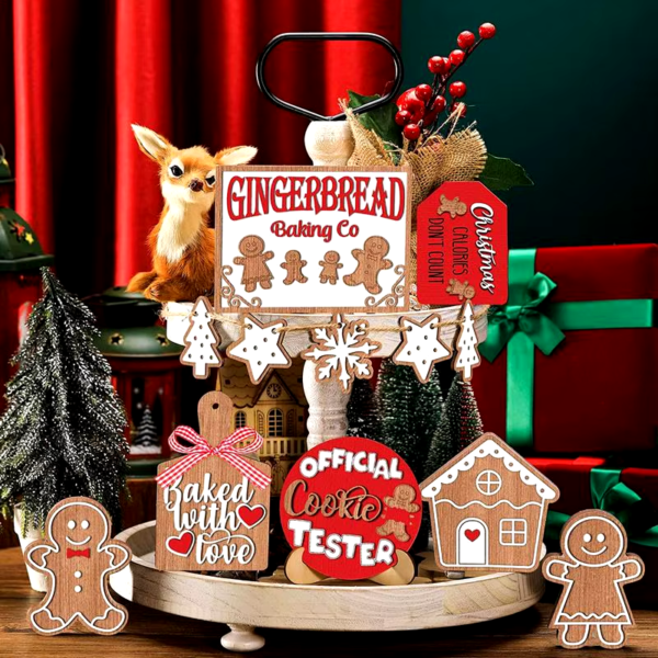 Christmas Tiered Tray Decor Gingerbread Man Christmas Decor for Tiered Tray Merry Christmas Sign Christmas Shelf Decor For - Image 2