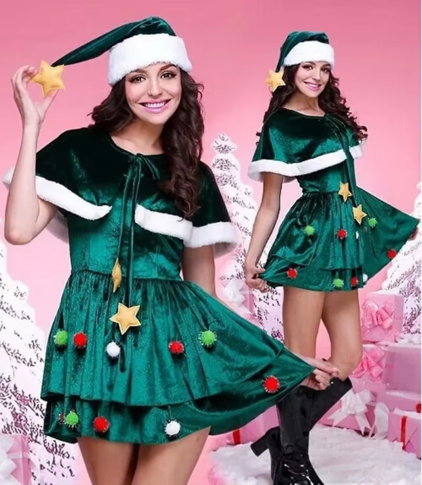 Cosplay Christmas Tree Costume Christmas Costume Women Christmas Party Dress Suit with Hat Free Shipping Hotsale 2019 New - Image 2