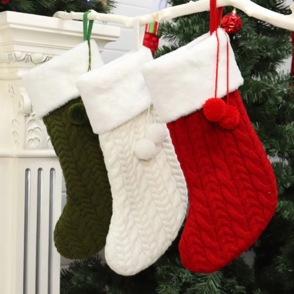 Christmas Socks Knitting Christmas Hanging Stocking Xmas Pendant Christmas Tree Ornaments Decor Christmas Gift Bag New Year 2025 - Image 2