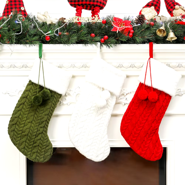 Christmas Socks Knitting Christmas Hanging Stocking Xmas Pendant Christmas Tree Ornaments Decor Christmas Gift Bag New Year 2025 - Image 3