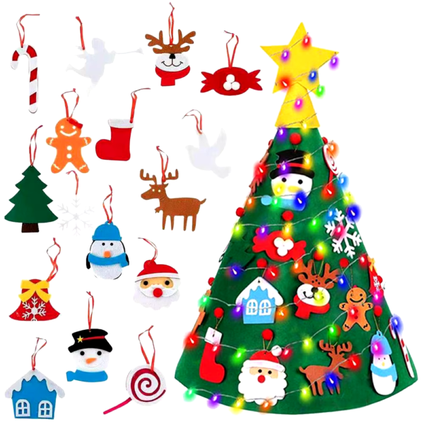 Kids DIY Felt Christmas Tree Lighted 3D Felt Christmas Tree Making Kit Children Favor Christmas Gift Christmas Decoration 2024 - Image 8