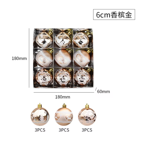 Painted Christmas Ornaments Balls 6Cm Christmas Tree Decoration Prop Christmas Gift Box Gift 9 Pcs Home Decor Christmas Decor - Image 11