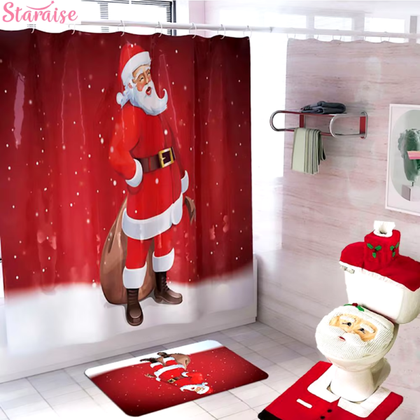 Christmas Ornaments Santa Claus Christmas Decor Bathroom Curtain Merry Christmas Decor for Home Christmas Gifts New Year 2019 - Image 3