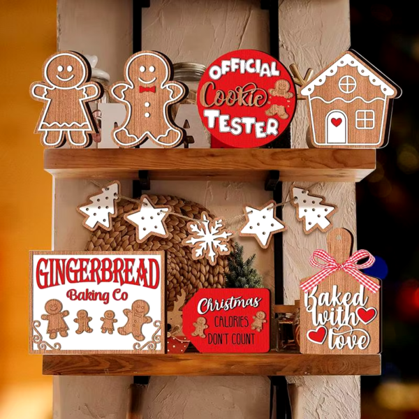 Christmas Tiered Tray Decor Gingerbread Man Christmas Decor for Tiered Tray Merry Christmas Sign Christmas Shelf Decor For - Image 4