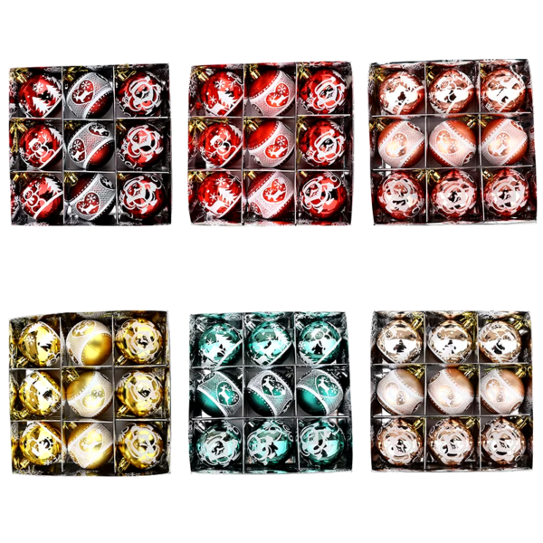 Painted Christmas Ornaments Balls 6Cm Christmas Tree Decoration Prop Christmas Gift Box Gift 9 Pcs Home Decor Christmas Decor - Image 3
