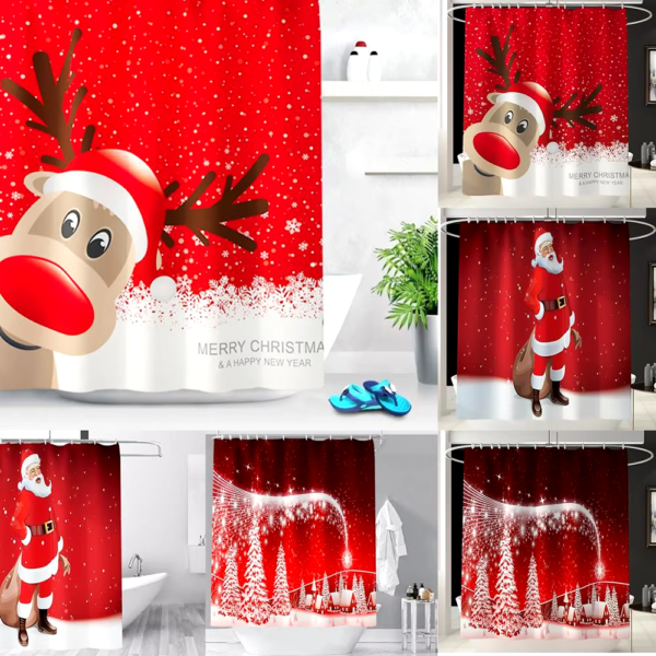 Christmas Ornaments Santa Claus Christmas Decor Bathroom Curtain Merry Christmas Decor for Home Christmas Gifts New Year 2019 - Image 4