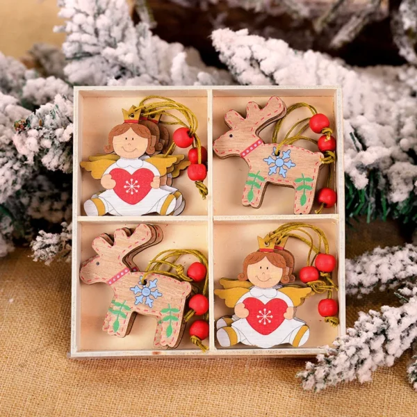 12/9PCS Wooden Snowflake Christmas Ornaments – Rustic Hanging Decorations for Tree, Home, and Holiday Gifts - Image 6