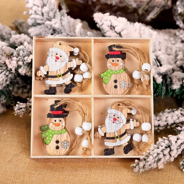 12/9PCS Wooden Snowflake Christmas Ornaments – Rustic Hanging Decorations for Tree, Home, and Holiday Gifts - Image 7