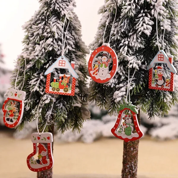 12/9PCS Wooden Snowflake Christmas Ornaments – Rustic Hanging Decorations for Tree, Home, and Holiday Gifts - Image 8