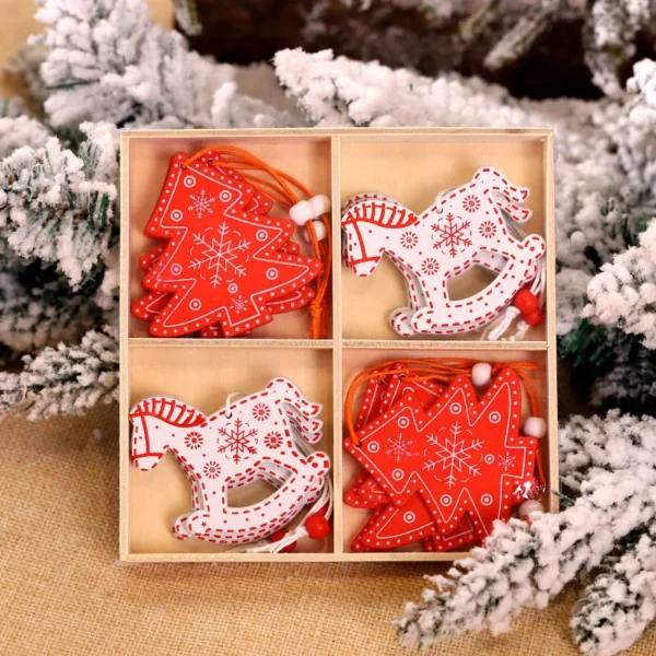 12/9PCS Wooden Snowflake Christmas Ornaments – Rustic Hanging Decorations for Tree, Home, and Holiday Gifts - Image 11