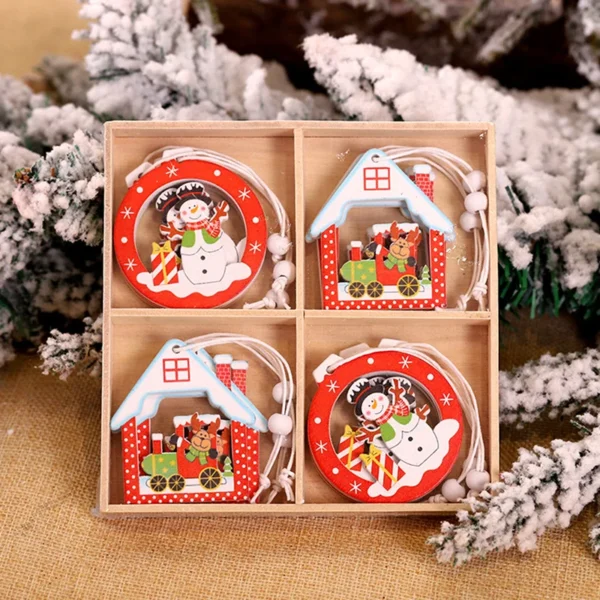 12/9PCS Wooden Snowflake Christmas Ornaments – Rustic Hanging Decorations for Tree, Home, and Holiday Gifts - Image 3
