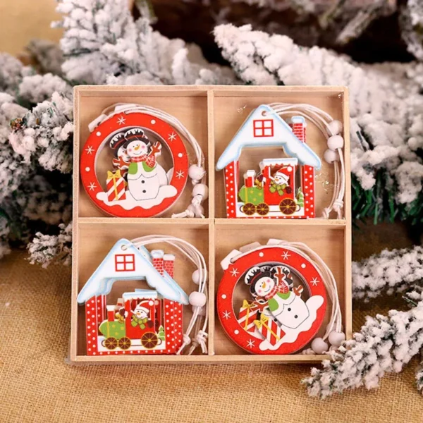 12/9PCS Wooden Snowflake Christmas Ornaments – Rustic Hanging Decorations for Tree, Home, and Holiday Gifts