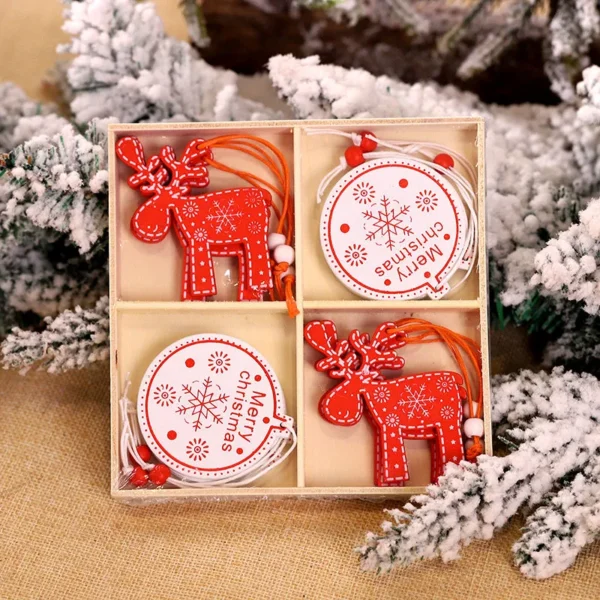 12/9PCS Wooden Snowflake Christmas Ornaments – Rustic Hanging Decorations for Tree, Home, and Holiday Gifts - Image 5