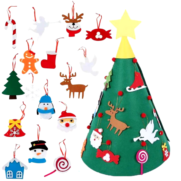 Kids DIY Felt Christmas Tree Lighted 3D Felt Christmas Tree Making Kit Children Favor Christmas Gift Christmas Decoration 2024