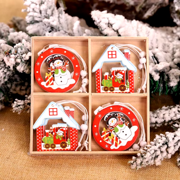 12/9PCS Wooden Snowflake Christmas Ornaments – Rustic Hanging Decorations for Tree, Home, and Holiday Gifts - Image 2